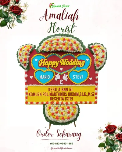Karangan Papan Bunga Pernikahan di Sikumana